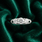 White gold Round Diamond Three-Stone Ring with Prong Setting and Pavé Band_27