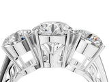 White gold Round Diamond Three-Stone Ring with Prong Setting and Textured Band_10