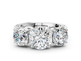 White gold Round Diamond Three-Stone Ring with Prong Setting and Textured Band_6