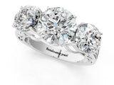 White gold Round Diamond Three-Stone Ring with Prong Setting and Textured Band_7