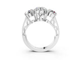 White gold Round Diamond Three-Stone Ring with Prong Setting and Textured Band_9