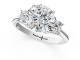 White gold Round Diamond Three-Stone Ring with Trapezoid Side Stones and Prong Setting_35