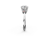 White gold Round Diamond Three-Stone Ring with Trapezoid Side Stones and Prong Setting_36