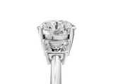 White gold Round Diamond Three-Stone Ring with Trapezoid Side Stones and Prong Setting_39