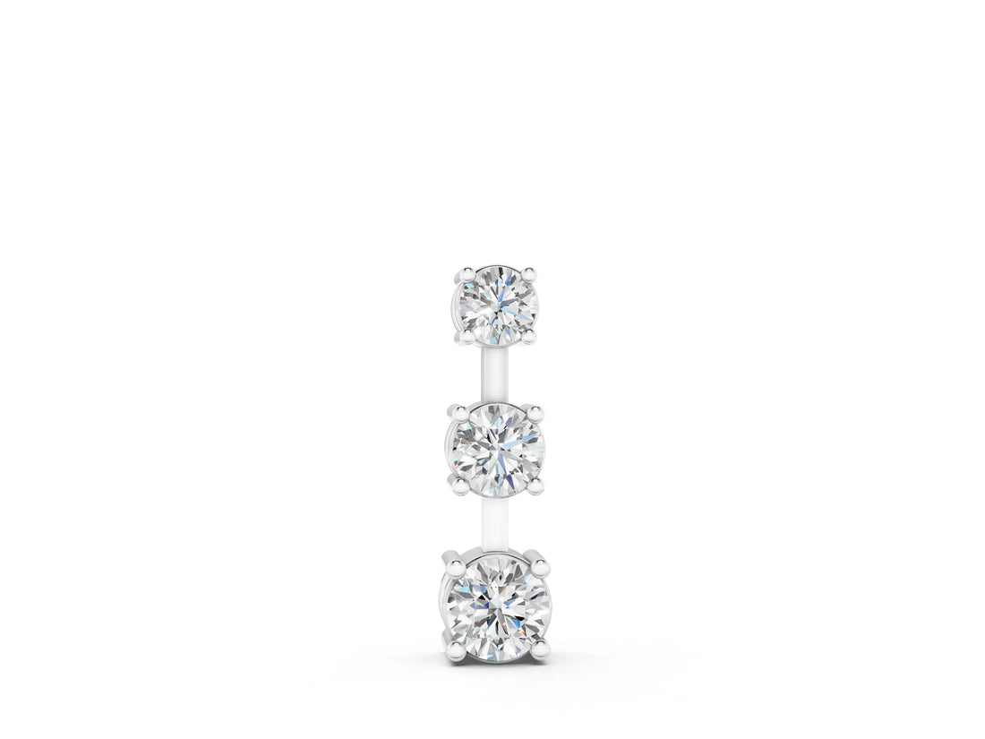 White gold Round Diamond Triple Bar Pendant with Four-Prong Setting_3