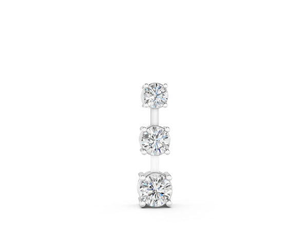 White gold Round Diamond Triple Bar Pendant with Four-Prong Setting