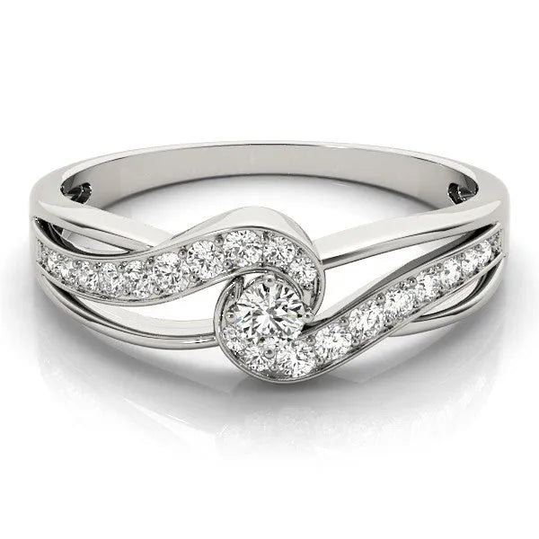 White gold Round Diamond Twist Band with Pavé Setting