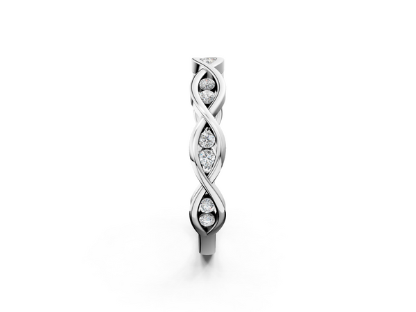 White gold Round Diamond Twist Eternity Band with Bezel Setting