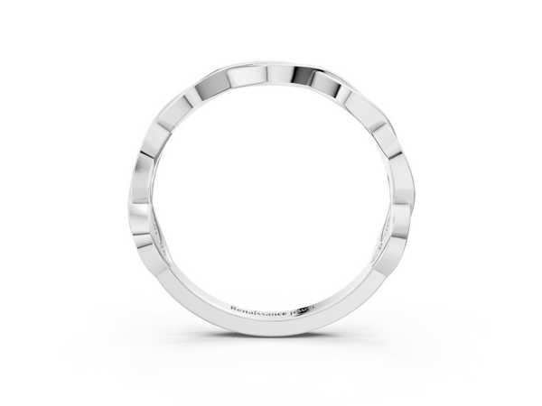 White gold Round Diamond Twist Eternity Band with Bezel Setting