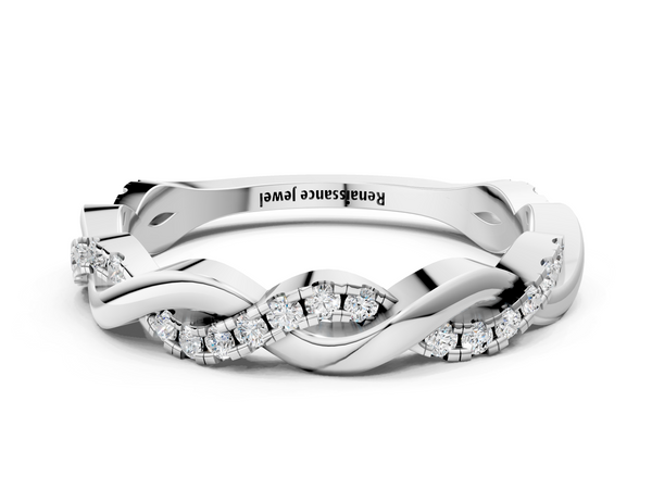 Platinum Round Diamond Twist Eternity Band with Pavé Setting