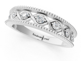 Silver Round Diamond Twist Milgrain Band with Bezel Setting