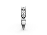 Silver Round Diamond Twist Milgrain Band with Bezel Setting
