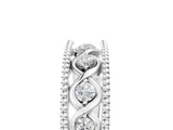 Silver Round Diamond Twist Milgrain Band with Bezel Setting