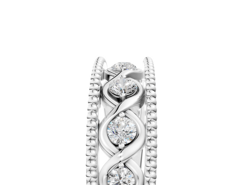 White gold Round Diamond Twist Milgrain Band with Bezel Setting_62