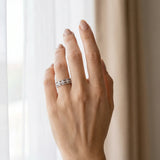 Silver Round Diamond Twist Milgrain Band with Bezel Setting
