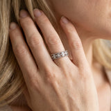 Silver Round Diamond Twist Milgrain Band with Bezel Setting