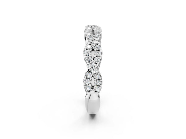 Platinum Round Diamond Twisted Eternity Band with Pavé and Shared Prong Setting