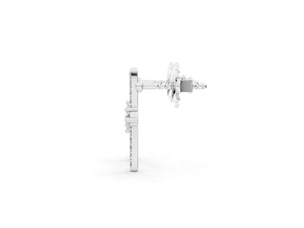 Platinum Round Diamond Two Stone Bypass Stud Earrings
