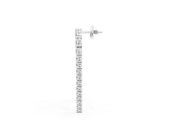 Platinum Round Diamond U-Shaped Drop Earrings