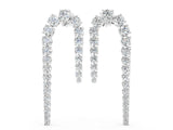 White gold Round Diamond U-Shaped Drop Earrings