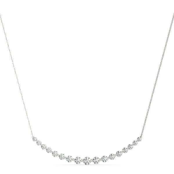 White gold Round Diamond V-Prong Bar Pendant