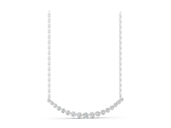 Silver Round Diamond V-Prong Bar Pendant