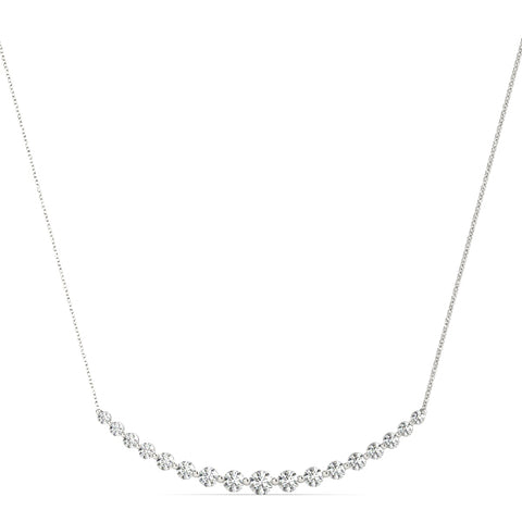 White gold Round Diamond V-Prong Bar Pendant