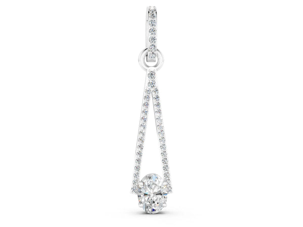 Silver Round Diamond V-Prong Pavé Pendant