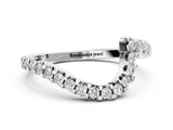 White gold Round Diamond V-Shaped Pavé Curved Band_2