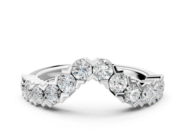 White gold Round Diamond V-Shaped Prong Set Eternity Band