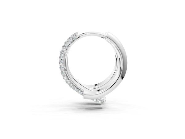 Silver Round Diamond Vega Bypass Hoop Earrings