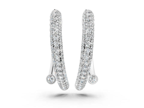 White gold Round Diamond Vega Bypass Hoop Earrings