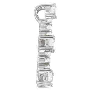 Silver Round Diamond Vertical Bar Pendant with Prong Setting