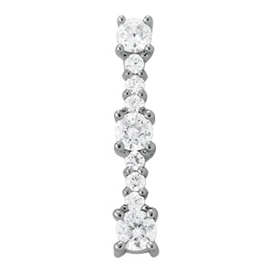Silver Round Diamond Vertical Bar Pendant with Prong Setting