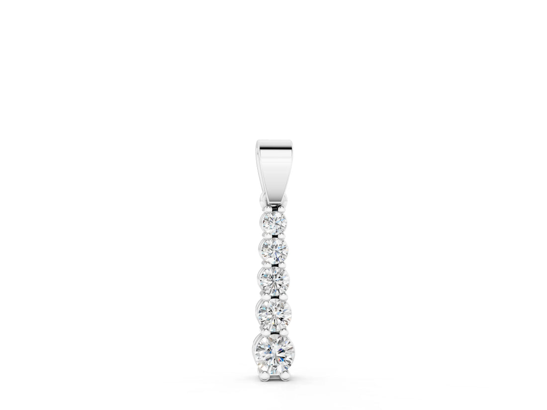 White gold Round Diamond Vertical Pendant with Prong Setting