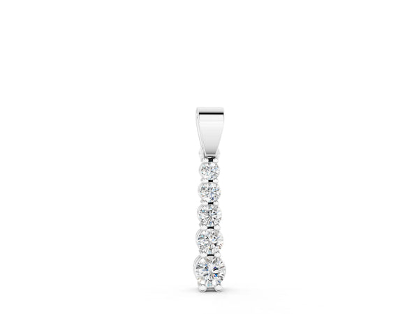 White gold Round Diamond Vertical Pendant with Prong Setting