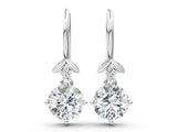 Platinum 1.70 Carat E VS Round Diamond Water Lily Drop Earrings with Diamond Accents