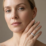 White gold Round Diamond Wave Band with Channel Setting and Shared Prongs_30