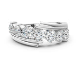 White gold Round Diamond Wave Band with Channel and Shared Prong Setting_29