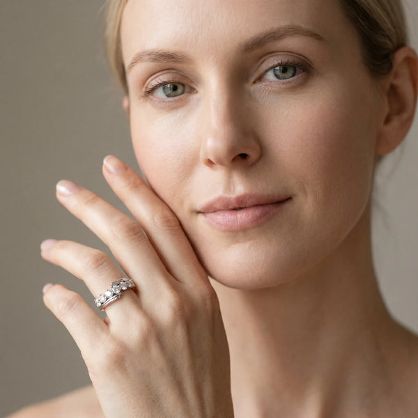 Platinum Round Diamond Wave Band with Channel and Shared Prong Setting