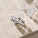 White gold Round Diamond Wave Band with Channel and Shared Prong Setting_44