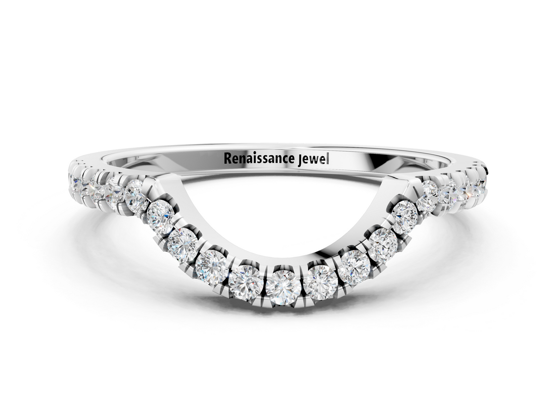 White gold Round Diamond Wavy Eternity Band with Prong Setting_12