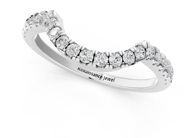 White gold Round Diamond Wavy Eternity Band with Prong Setting