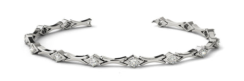 White gold Round Diamond X-Link Tennis Bracelet with Bezel Setting