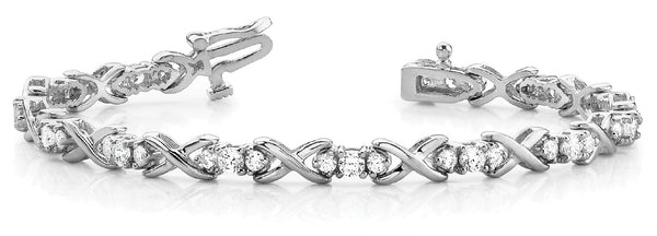 White gold Round Diamond X-Link Tennis Bracelet with Prong Setting