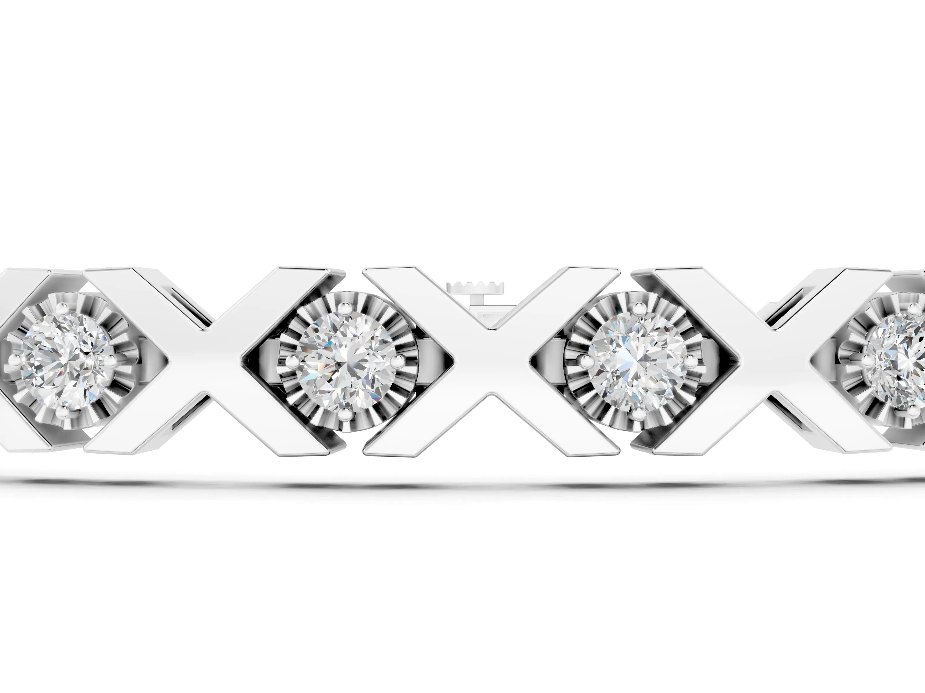 White gold Round Diamond XO Tennis Bracelet with Channel Setting and X Prong_1
