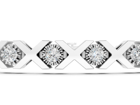 White gold Round Diamond XO Tennis Bracelet with Channel Setting and X Prong_1