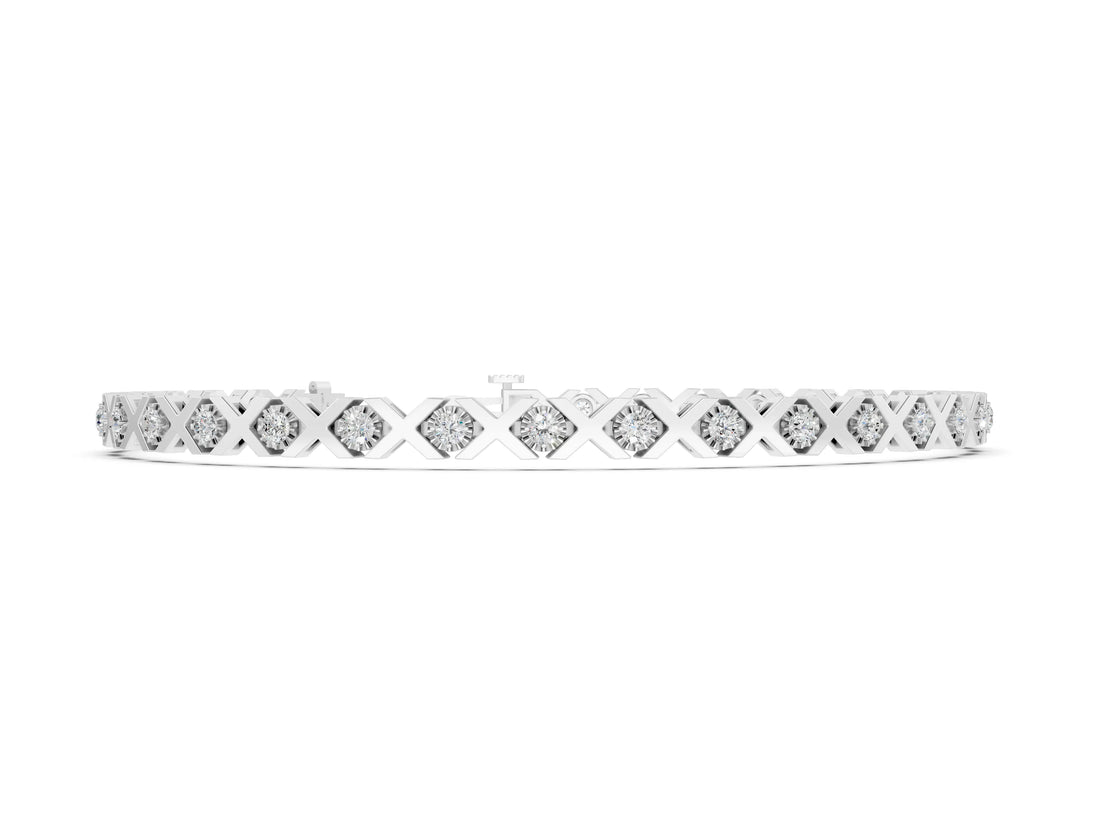 White gold Round Diamond XO Tennis Bracelet with Channel Setting and X Prong_6
