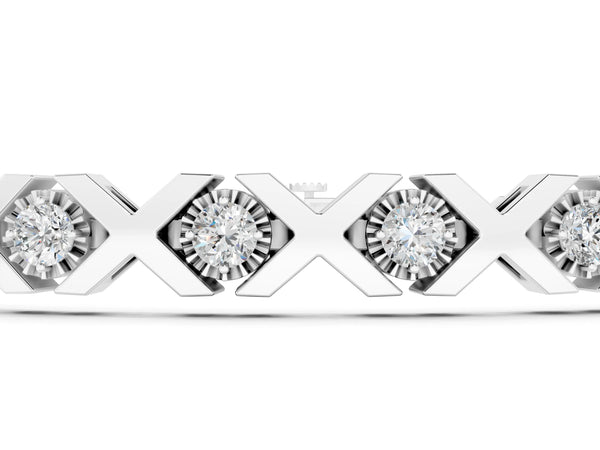 White gold Round Diamond XO Tennis Bracelet with Channel Setting and X Prong