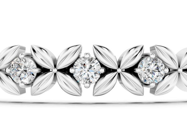 Silver Round Diamond XOXO Tennis Bracelet with Four-Prong Setting
